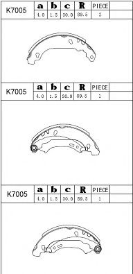 ASIMCO K7005 Ремкомплект барабанных колодок для PEUGEOT 206