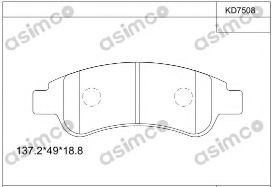 ASIMCO KD7508 Тормозные колодки ASIMCO для FIAT