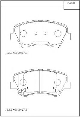 ASIMCO KD9005 Тормозные колодки ASIMCO для HYUNDAI