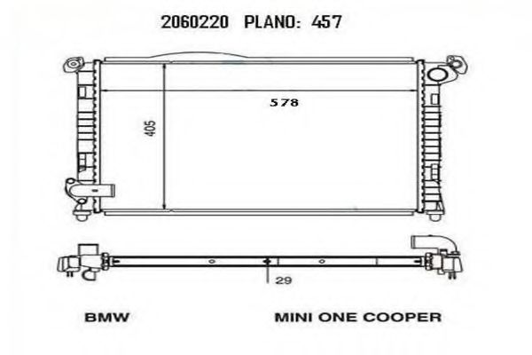 ORDONEZ 2060220 Радиатор охлаждения двигателя для MINI