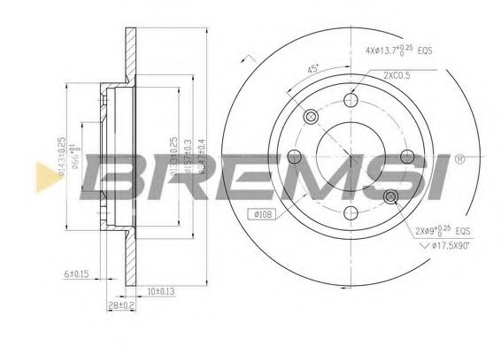 BREMSI DBA059S Тормозные диски для CITROËN C15