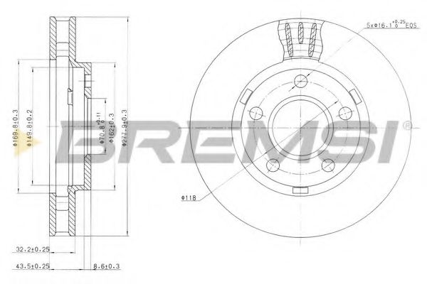 BREMSI DBB030V Тормозные диски для CADILLAC