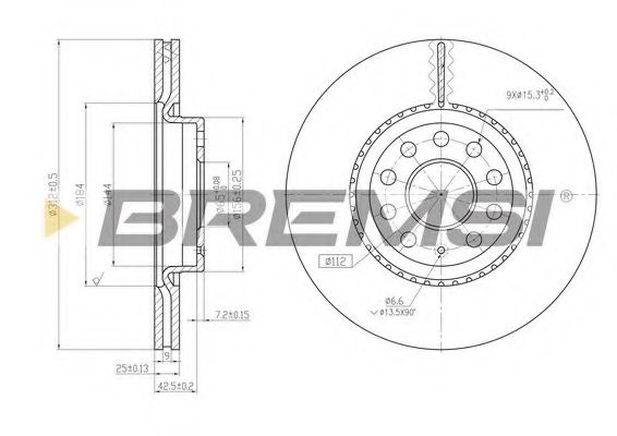 BREMSI DBB305V Тормозные диски BREMSI для AUDI A3