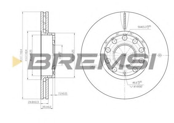 BREMSI DBB706V Тормозные диски BREMSI для SKODA