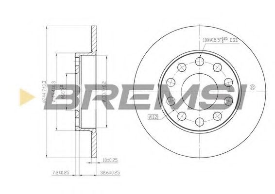 BREMSI DBB709S Тормозные диски BREMSI для SEAT