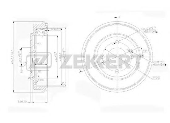 ZEKKERT BS5215 Тормозной барабан ZEKKERT для HYUNDAI