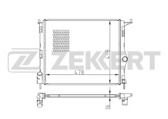 ZEKKERT MK1050 Радиатор охлаждения двигателя ZEKKERT для RENAULT LOGAN