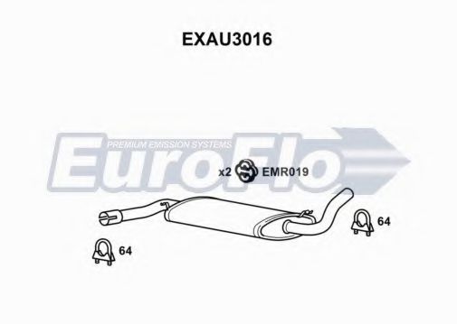 EuroFlo EXAU3016 Глушитель выхлопных газов EUROFLO 