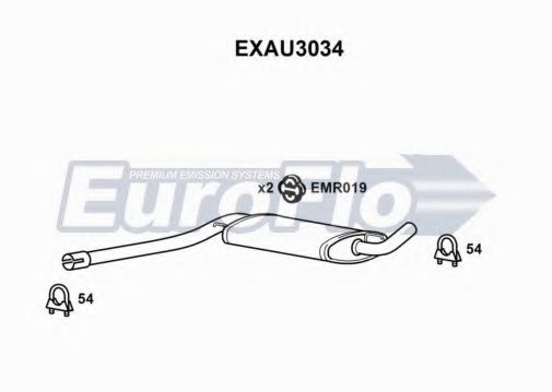 EXAU3034 EUROFLO Средний глушитель выхлопных газов EXAU3034 EUROFLO Средний глушитель выхлопных газов