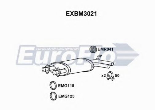 EXBM3021 EUROFLO Средний глушитель выхлопных газов EXBM3021 EUROFLO Средний глушитель выхлопных газов