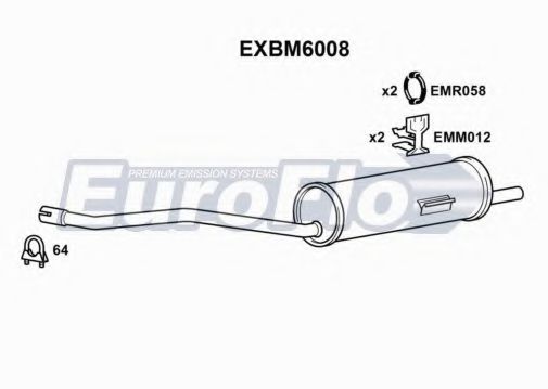 EuroFlo EXBM6008 Глушитель выхлопных газов EUROFLO для BMW