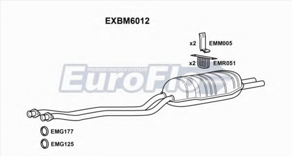 EXBM6012 EUROFLO Глушитель выхлопных газов конечный EXBM6012 EUROFLO Глушитель выхлопных газов конечный