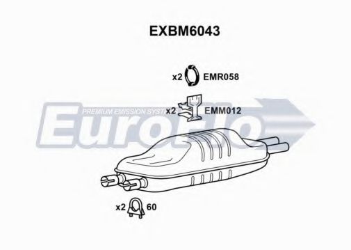 EuroFlo EXBM6043 Глушитель выхлопных газов EUROFLO для BMW