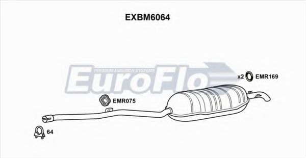 EuroFlo EXBM6064 Глушитель выхлопных газов EUROFLO для BMW
