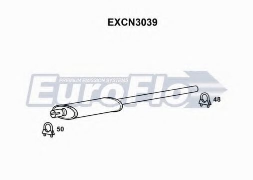EXCN3039 EUROFLO Средний глушитель выхлопных газов EXCN3039 EUROFLO Средний глушитель выхлопных газов