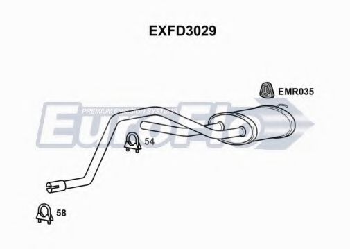 EXFD3029 EUROFLO Средний глушитель выхлопных газов EXFD3029 EUROFLO Средний глушитель выхлопных газов