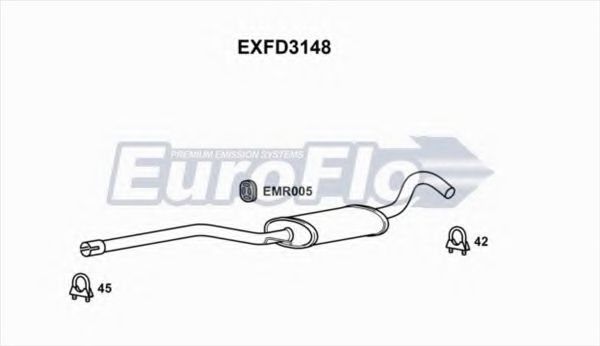 EXFD3148 EUROFLO Средний глушитель выхлопных газов EXFD3148 EUROFLO Средний глушитель выхлопных газов