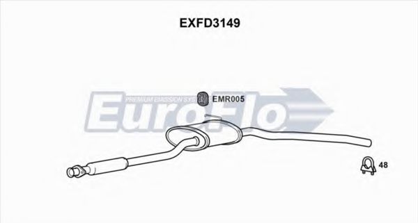 EXFD3149 EUROFLO Средний глушитель выхлопных газов EXFD3149 EUROFLO Средний глушитель выхлопных газов