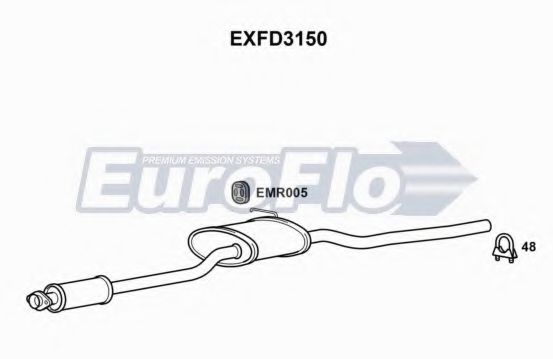 EXFD3150 EUROFLO Средний глушитель выхлопных газов EXFD3150 EUROFLO Средний глушитель выхлопных газов