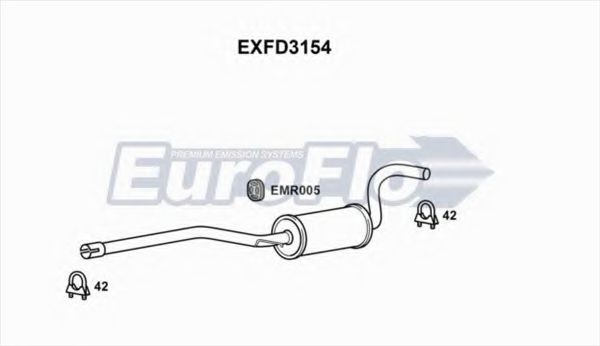 EXFD3154 EUROFLO Средний глушитель выхлопных газов EXFD3154 EUROFLO Средний глушитель выхлопных газов