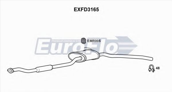 EXFD3165 EUROFLO Средний глушитель выхлопных газов EXFD3165 EUROFLO Средний глушитель выхлопных газов