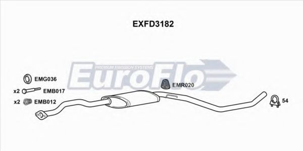 EXFD3182 EUROFLO Средний глушитель выхлопных газов EXFD3182 EUROFLO Средний глушитель выхлопных газов
