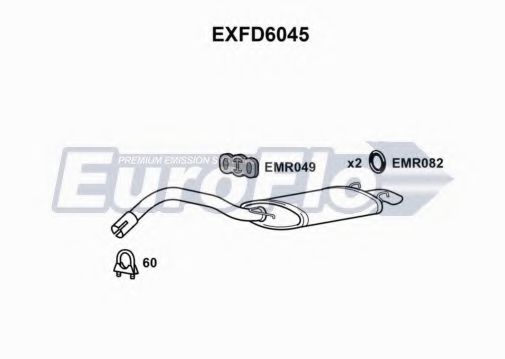 EXFD6045 EUROFLO Глушитель выхлопных газов конечный EXFD6045 EUROFLO Глушитель выхлопных газов конечный