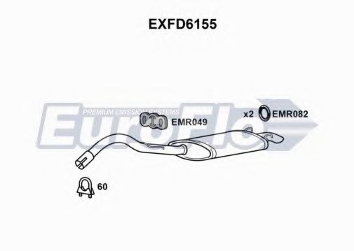 EXFD6155 EUROFLO Глушитель выхлопных газов конечный EXFD6155 EUROFLO Глушитель выхлопных газов конечный