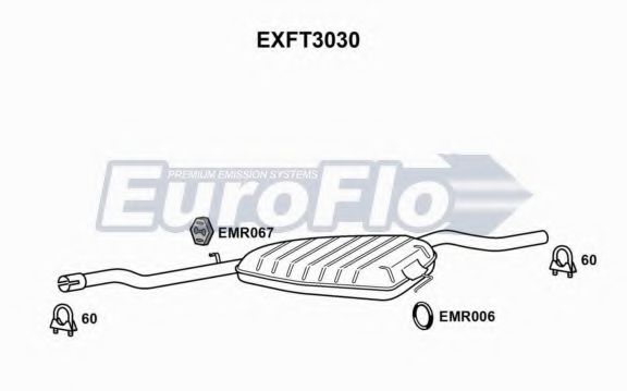 EuroFlo EXFT3030 Глушитель выхлопных газов EUROFLO для FIAT
