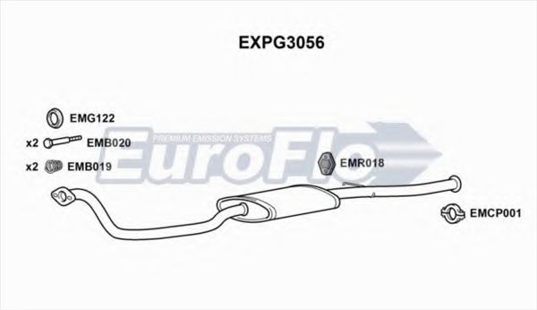 EXPG3056 EUROFLO Средний глушитель выхлопных газов EXPG3056 EUROFLO Средний глушитель выхлопных газов