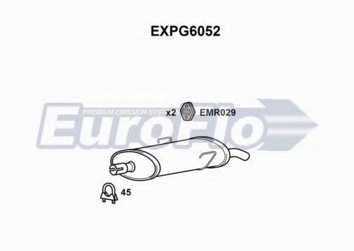 EXPG6052 EUROFLO Глушитель выхлопных газов конечный EXPG6052 EUROFLO Глушитель выхлопных газов конечный