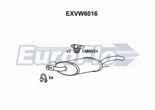 EuroFlo EXVW6016 Глушитель выхлопных газов для VOLKSWAGEN GOLF 3 (1H5) 1.8