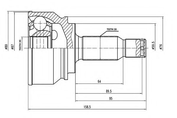 AYWIPARTS AW1510068 Шарнирный комплект, приводной вал 