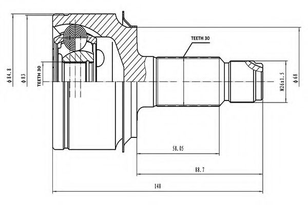AYWIPARTS AW1510366 Шарнирный комплект, приводной вал 