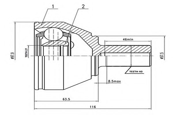 AYWIPARTS AW1510992 Шарнирный комплект, приводной вал 