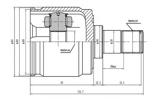 AYWIPARTS AW1520051 Шарнирный комплект, приводной вал 