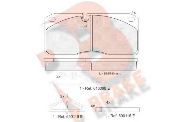 R BRAKE RB1079 Тормозные колодки R BRAKE для RENAULT TRUCKS