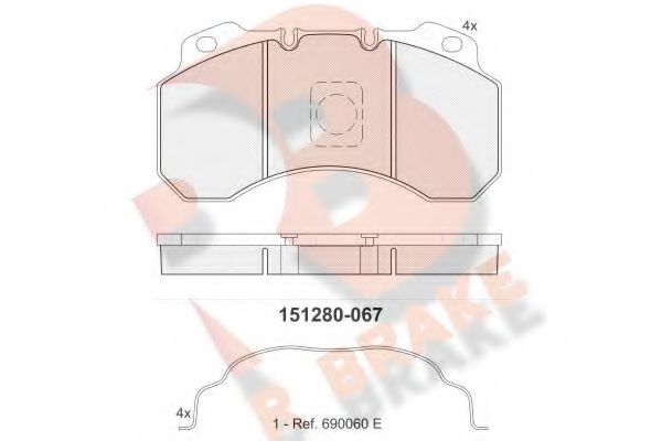 R BRAKE RB1280067 Тормозные колодки R BRAKE для RENAULT TRUCKS