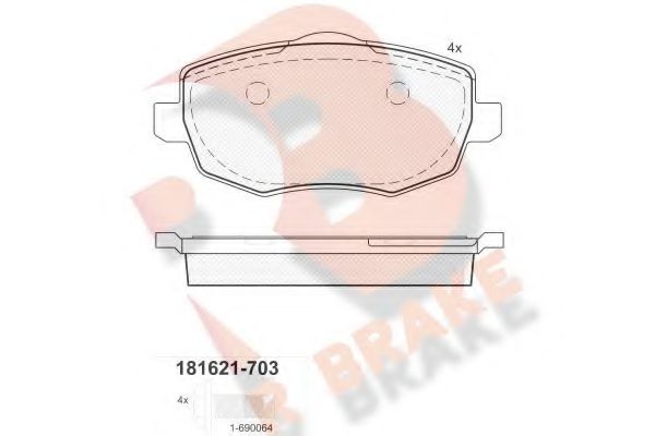 R BRAKE RB1621703 Тормозные колодки для CHRYSLER YPSILON