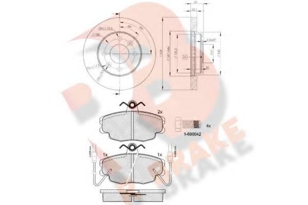 R BRAKE 3R05546572 Комплект тормозов, дисковый тормозной механизм 