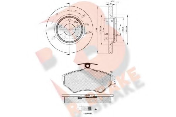 R BRAKE 3R11575301 Комплект тормозов, дисковый тормозной механизм 