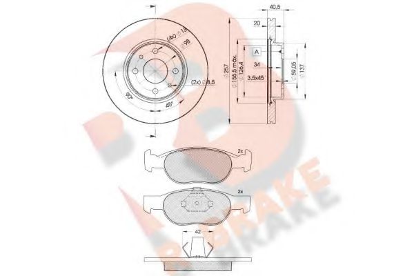 R BRAKE 3R13485056 Комплект тормозов, дисковый тормозной механизм R BRAKE 3R13485056 Комплект тормозов, дисковый тормозной механизм