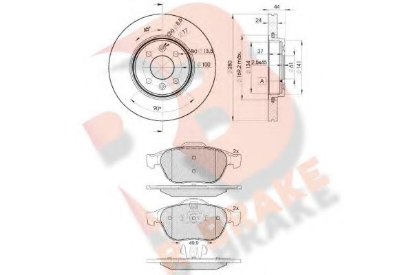 R BRAKE 3R18617829 Комплект тормозов, дисковый тормозной механизм  R BRAKE 3R18617829 Комплект тормозов, дисковый тормозной механизм