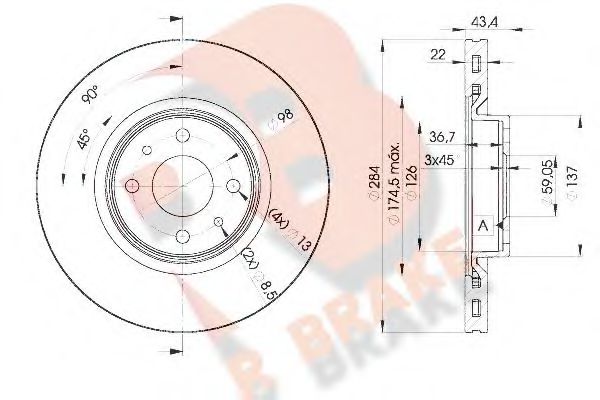 R BRAKE 78RBD20356 Тормозные диски R BRAKE для ALFA ROMEO