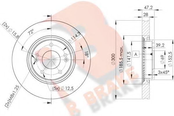 R BRAKE 78RBD20580 Тормозные диски R BRAKE для HYUNDAI