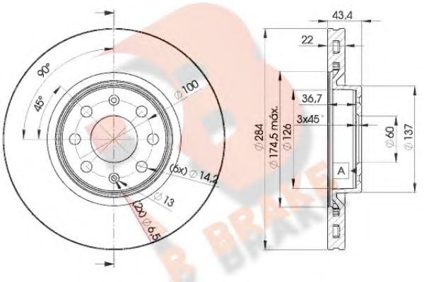 R BRAKE 78RBD20922 Тормозные диски R BRAKE для FIAT
