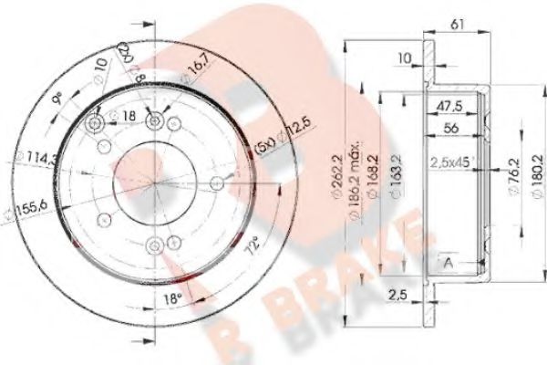 R BRAKE 78RBD22905 Тормозные диски R BRAKE для KIA