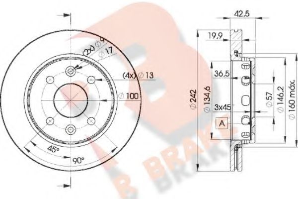 R BRAKE 78RBD23253 Тормозные диски R BRAKE для KIA