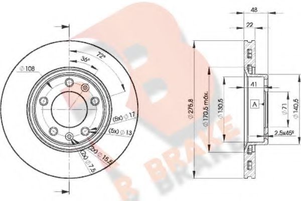 R BRAKE 78RBD27322 Тормозные диски R BRAKE для PEUGEOT