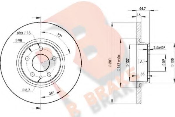 R BRAKE 78RBD28567 Тормозные диски R BRAKE для ALFA ROMEO